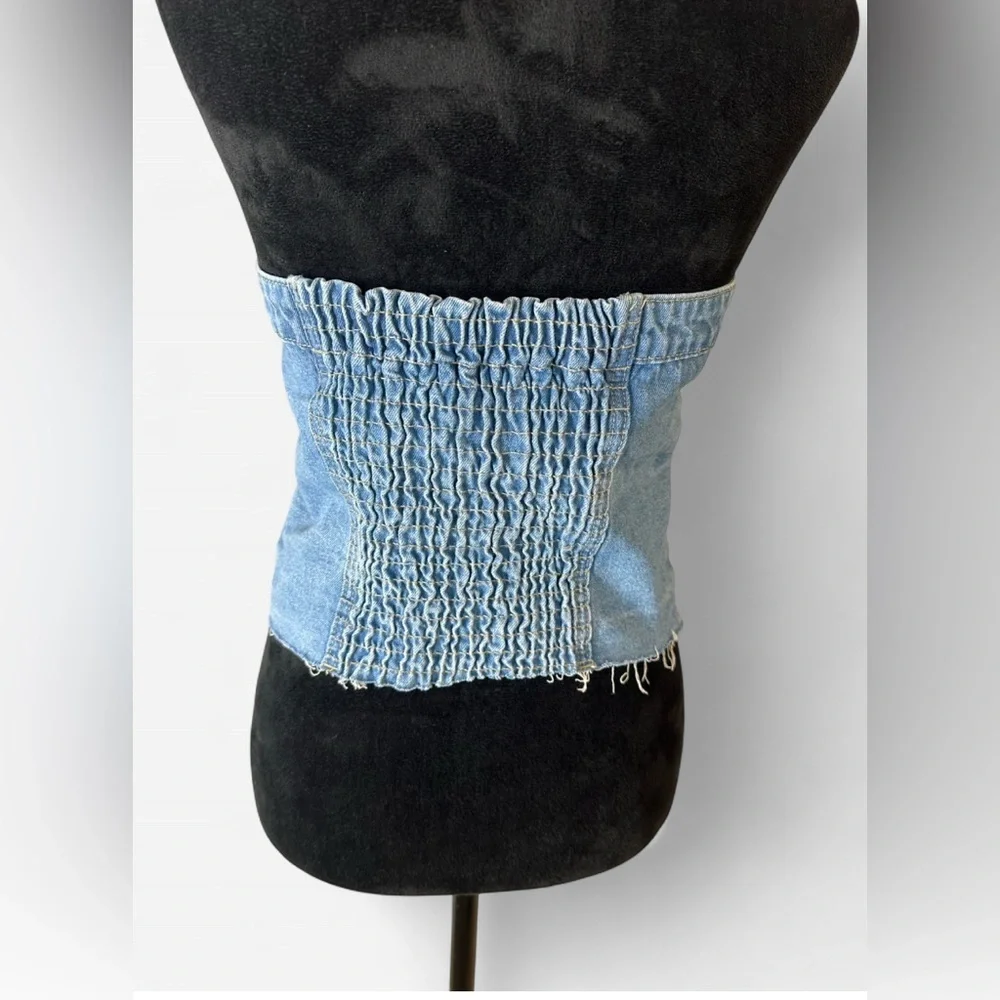 Vintage-Inspired Strapless Denim Corset Top - Size L - SHEIN - Picture 4 of 5
